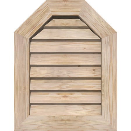 Ekena Millwork Octagonal Top Gable Vent Non-Functional, Pine Gable Vent w/ Decorative Face Frame, 36"W x 14"H GVWOT36X1402SDUPI